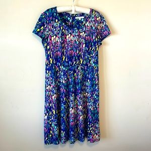Cleo stretchy short sleeved & scoop neckline multicoloured dress